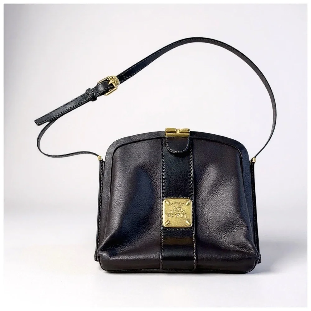 Vintage HCL Leather Crossbody Bag W/ Gold Accents - Picture 11 of 13